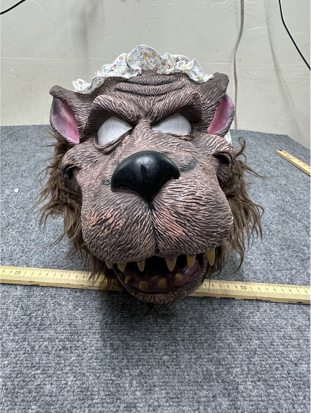 Big Bad Wolf Granny W/Hat Adult Halloween Costume Mask Brown Scary Teeth